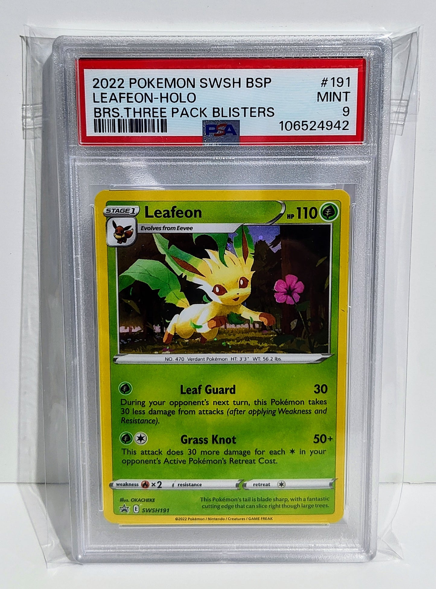 Graded PSA 9: SWSH Brilliant Stars Promo Leafeon-HOLO #191